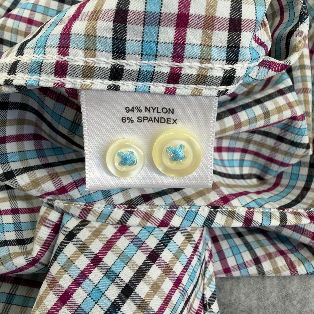 Peter Millar Crown Sport Mens L Blue Purple Check Performance Shirt MF18EW12BL - Picture 6 of 12